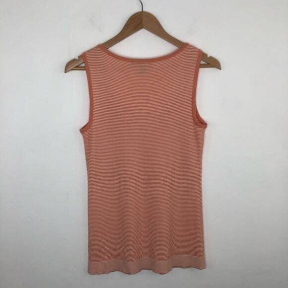 St. John Peach Striped Sleeveless Tank Top Size Medium - Picture 2 of 11